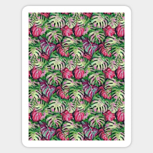 Monstera leaves tropical fantasy pink green Sticker